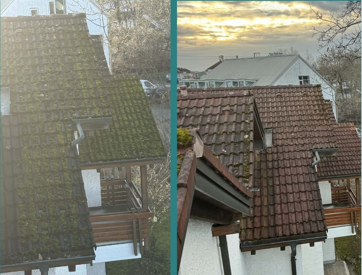 Dachrinnenreinigung München – Vorher Nachher Ergebnis 1